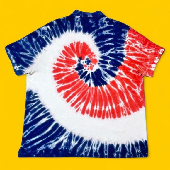 Polo Ralph Lauren Tie-Dye Polo Shirt XL Custom Slim Fit Red White Blue Spiral - Picture 5 of 5